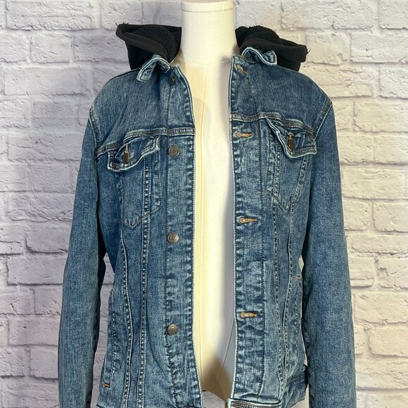 Hollister Sherpa Lined Denim Jacket with Hood - Picture 1 of 7